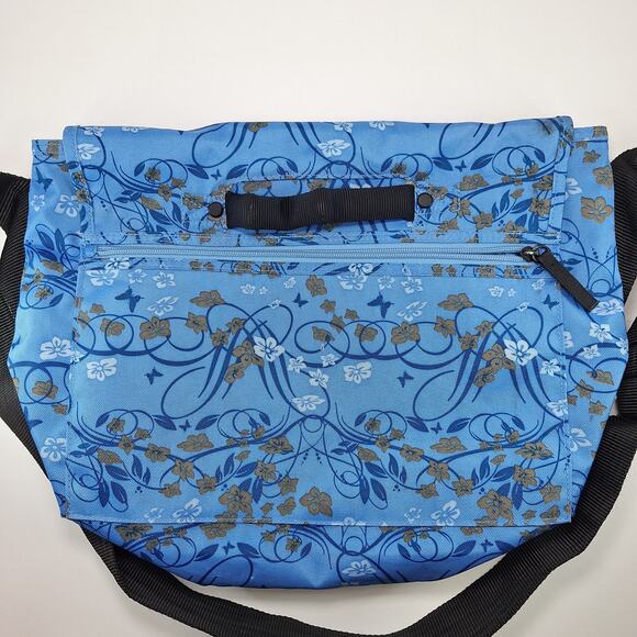 Nike Escape Sample Messenger Bag Blue Floral Embroidered Shoulder Laptop Book - Picture 3 of 11